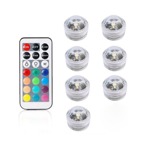 3CM waterproof remote LED diving light, diamond twist, RGB + white.