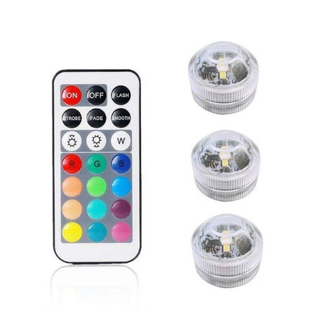 3CM waterproof remote LED diving light, diamond twist, RGB + white.