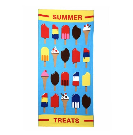 Flamingo Ice Cream Printed Microfiber Beach & Bath Towel - Large, Quick-Dry for Camping, Yoga, & Summer Fun.